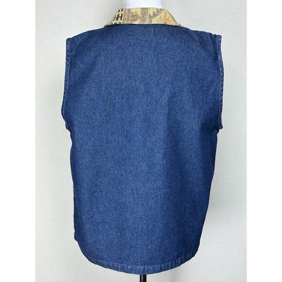 Vintage New Directions Denim Vest Sz M Fall Aztec Western Cowgirl Rodeo READ - Picture 5 of 12